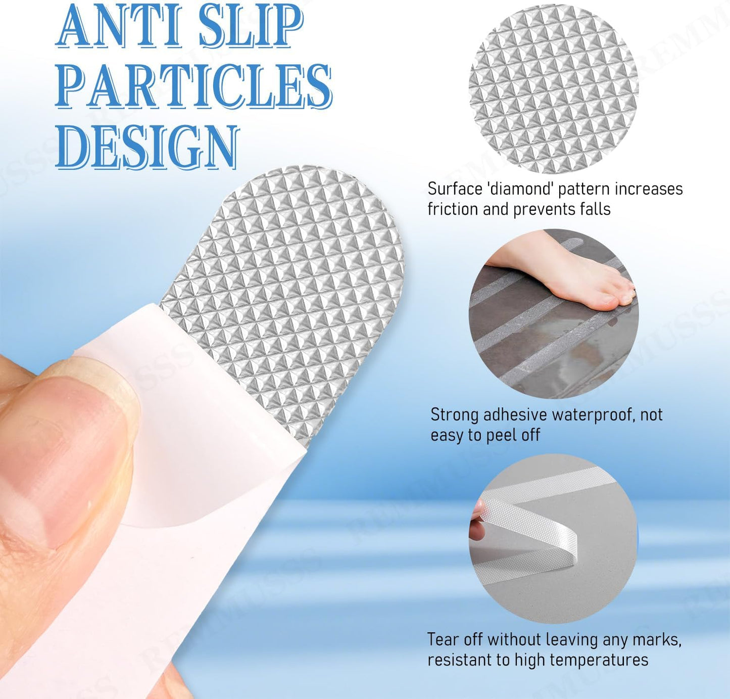 36 Pcs Non-Slip Strip Stickers, Non Slip Bathtub Stickers, Reduce Accidental Slips, Shower Stickers for Stairs, Shower Room, Slippery Surfaces, Sauna, Kitchen - Transparent 20 * 200MM