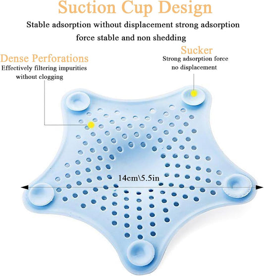 Silicone Drain Protector with Sucker, Sink Strainer Protector, Shower Drain Covers Hair Catcher, Strainer Plug Trap Filter for Bathroom, Bathtub, Kitchen (4)