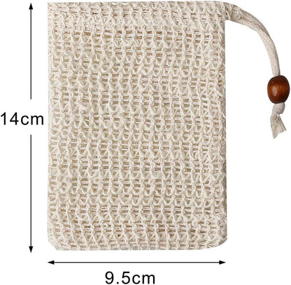 nuoshen 2 pcs Sisal Soap Bag, Natural Organic Soap Bag Exfoliating Soap Saver Pouch with Drawstring for Foaming, Drying Soaps, Exfoliation