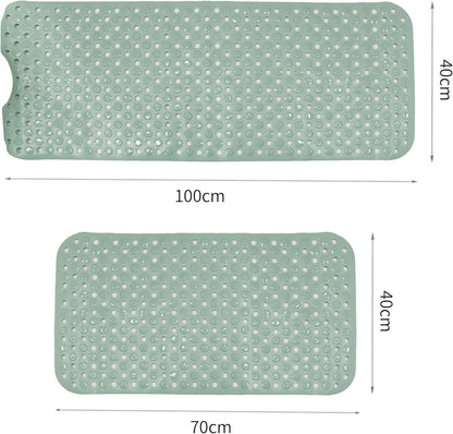Bubble Bath Mat, Non Slip Shower Mat Extra Long 100 x 40 cm Tub Mat with Suction Cups - Anti Mold Rubber Shower Mat - Green