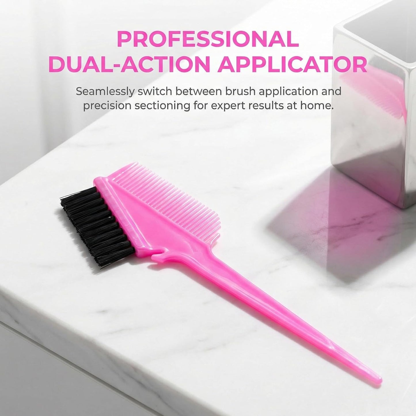 2PCS Hair Dye Brush Professional Coloring Brushes Hair Comb Applicator Soft Bristle Easy Clean (Pink)
