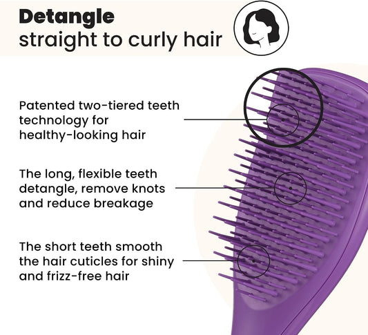 Tangle Teezer Mini Ultimate Detangler - For Wet &amp; Dry Hair - Detangling Brush for All Hair Types - Perfect Brush For Kids &amp; Travel - Fresh Purple