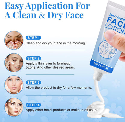 Face Antiperspirant Lotion - Underarm Body Anti Sweat Deodorant - Stop Face Sweating for Women and Men - Sweat Blocker for Sensitive Skin,Prevent Excess Facial Sweating and Facial Shining(60ML)