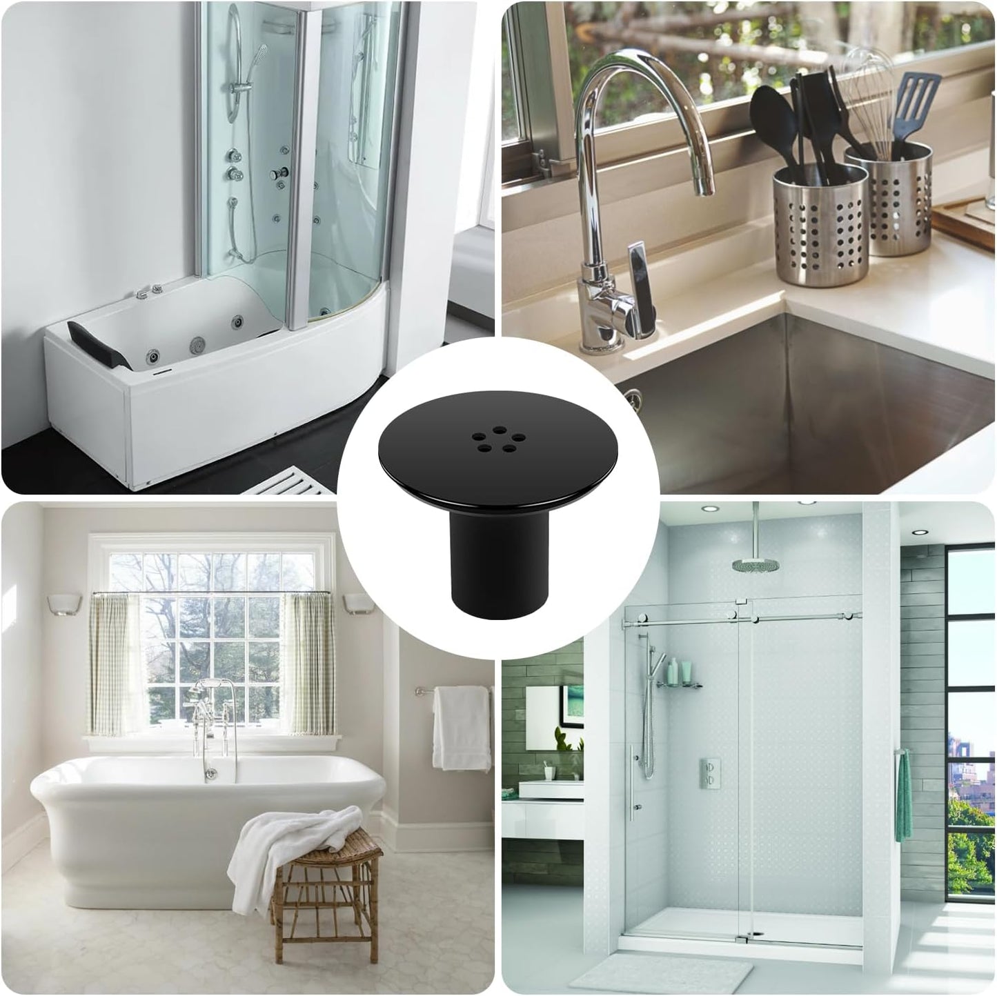 Shower Plughole Cover 90mm / 115mm, Fast Flow (Black) by Chrome Shower Tray Drain Cover