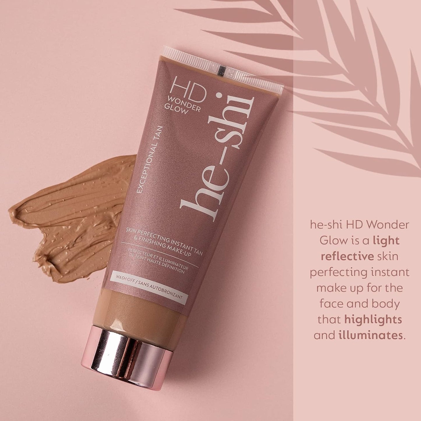 He-Shi HD Wonderglow Body Bronzer &amp; Ultra Smooth Tanning Mitt Bundle | Instant Skin Perfecting Glow, 24hr Splashproof Wear, Streak-Free Application | Vegan &amp; Cruelty Free
