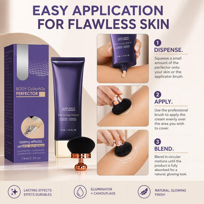 Body Coverage Perfector Waterproof, Leg Makeup Waterproof No Transfer, Tattoo Cover Up Full Coverage Concealer, Body Makeup Skin Tone Repair Cream with Brush, Body Concealer Long Lasting Mature Skin