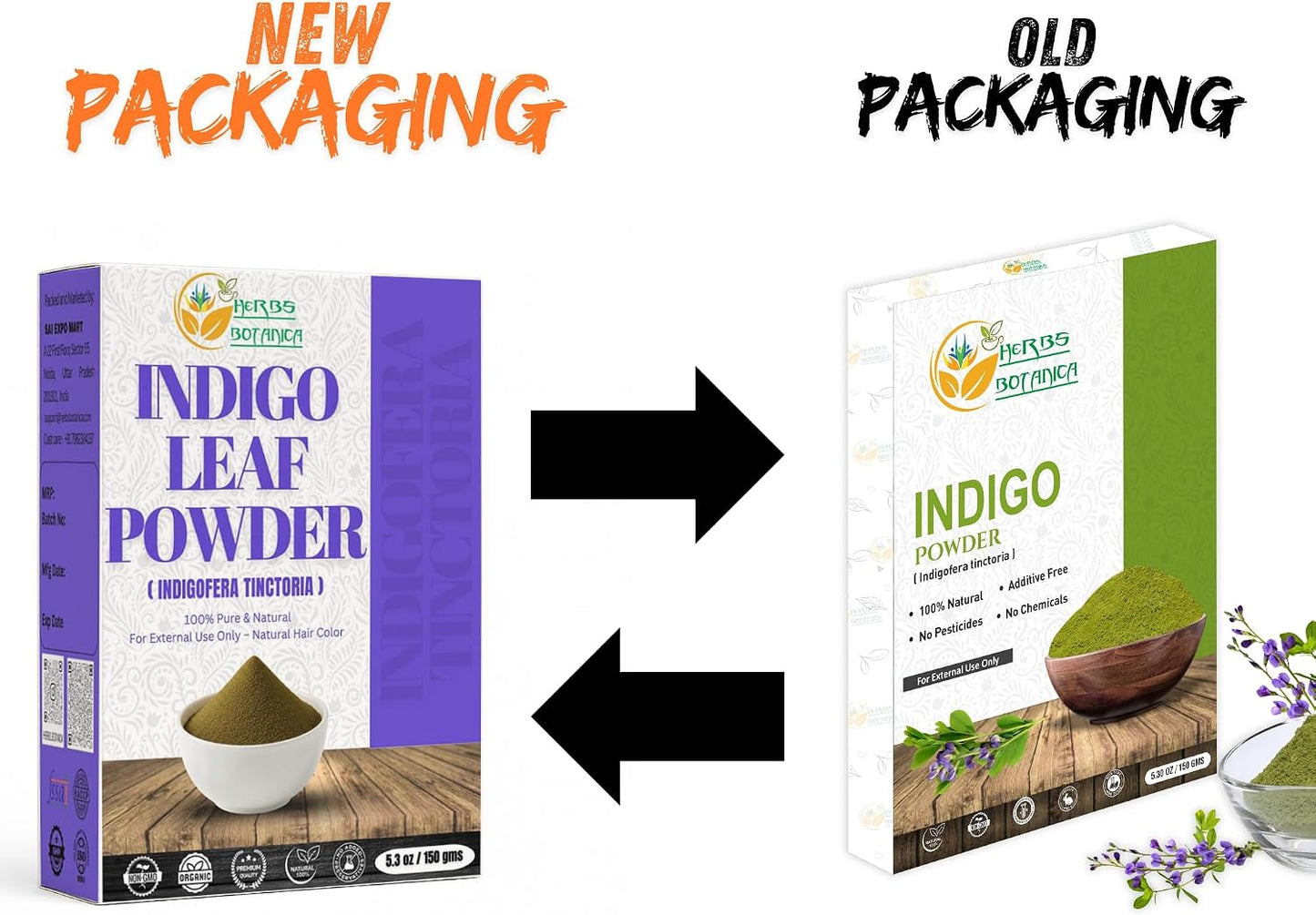 Herbs Botanica Indigo Powder For Hair - Indigofera Tinctoria (100% Natural Organically Henna Grown) 150 Grams / 5.3 Oz Natural Black Hair Dye, Natural Henna Herbs And Corps