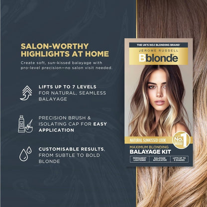 Jerome Russell Bblonde Maximum BALAYAGE KIT | Salon-Quality Sun-Kissed Highlights | Up To 7-Level Lift | Dual-Brush Precision System | Easy At-Home Balayage