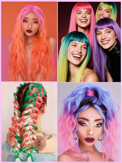Kalolary 6 Colors Hair Chalk Comb, Temporary Hair Dye DIY Paint Non-Toxi Washable Hair Dyeing Comb for Carnival Birthday Halloween Christmas Cosplay Party Valentine's Day
