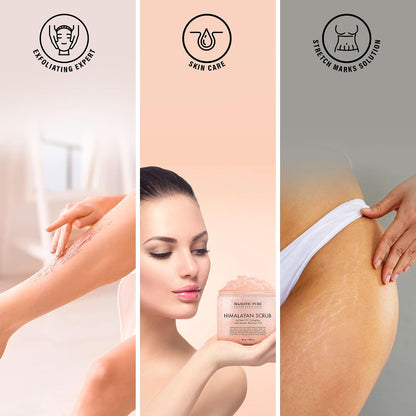 MAJESTIC PURE Himalayan Salt Body Scrub with Lychee Oil, Exfoliating Salt Scrub to Exfoliate &amp; Moisturize Skin, Deep Cleansing - 283 g