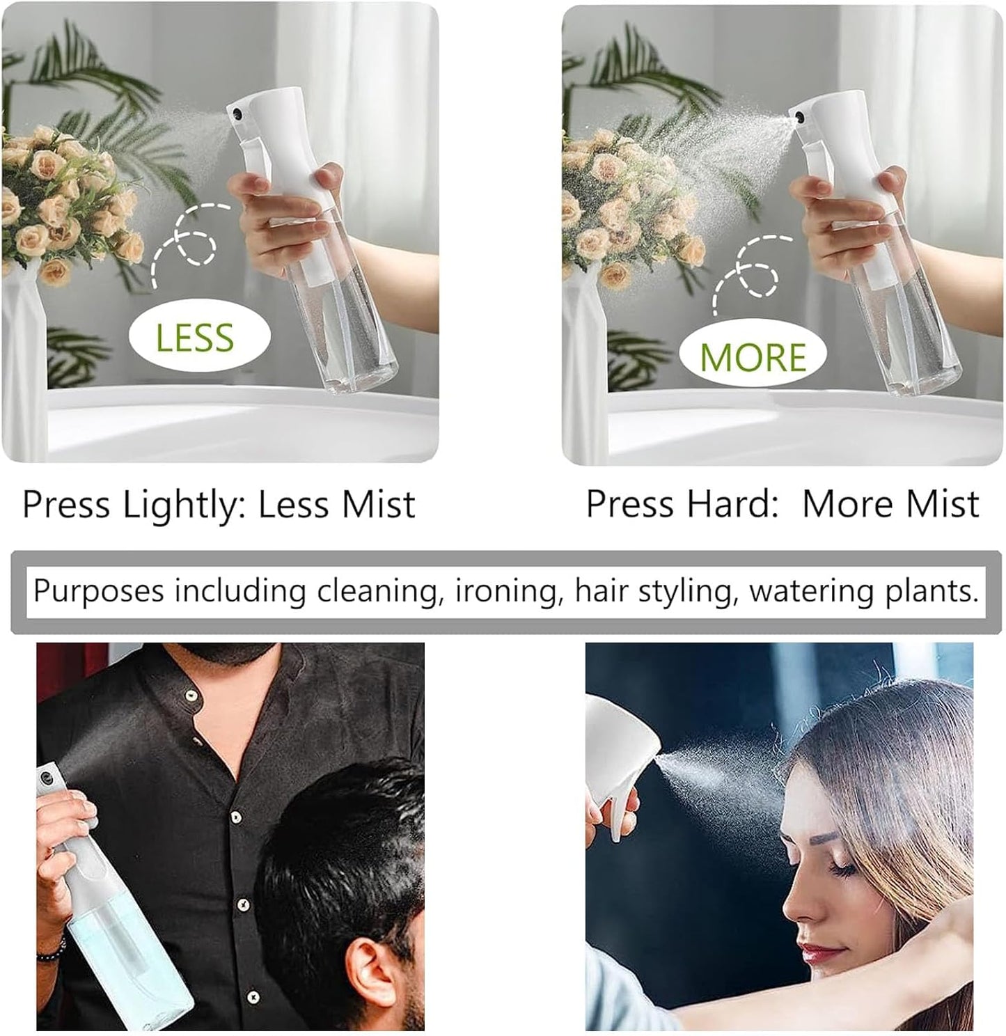 2 PCS Hair Oil Applicator Bottle, Hair Applicator Bottle, Root Comb Applicator Bottle and Continuous Spray Bottle, Portable Plastic Hair Dye Oil Applying Applicator with Graduated Scale, 200ml(white)