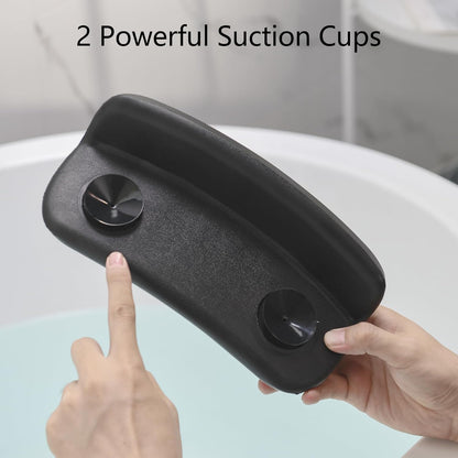Bath Pillow, Waterproof Bath Pillow, Bathtub Pillow, Bath Cushion with Non-Slip Suction Cups, Bathtub Accessories, Ergonomic Neck and Back Support for Bathroom Home Spa Headrest-Black