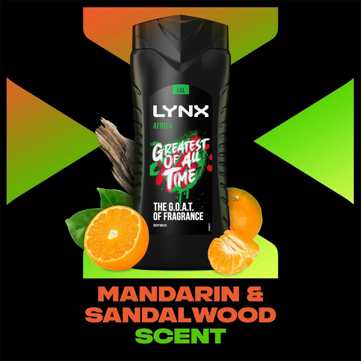 Lynx Limited Edition FIFA Africa 3-in-1 Body Wash shower gel with a mandarin &amp; sandalwood fragrance for an all day fresh &amp; clean feel 500 ml