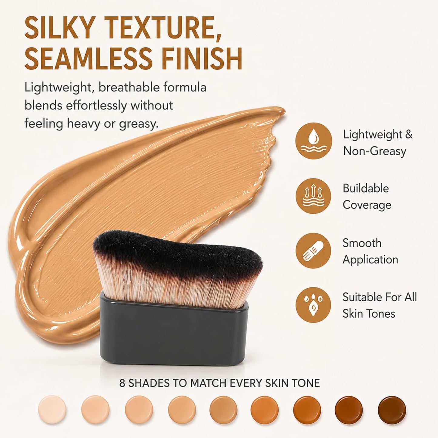 Leg Makeup Waterproof No Transfer - Leg Full Coverage Concealer With Brush - Tattoo Cover Up Makeup - Body Foundation For Veins &amp; Scars - Long-Lasting &amp; Even Skin Tone (#2 Medium Glow)