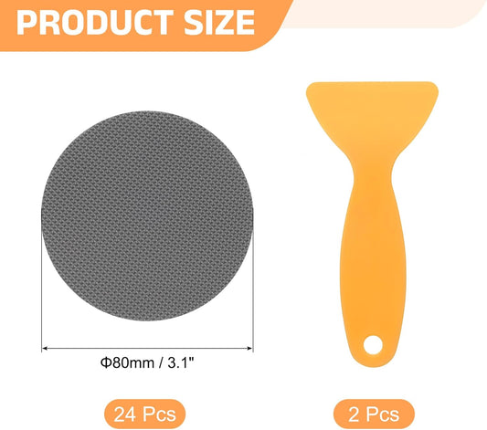 sourcing map 24pcs Non-Slip Bathtub Stickers,PEVA Anti-Slip Shower Stickers Showers Treads Round Appliques with 2 Pcs Scraper for Bath Tub Shower Stairs, Grey