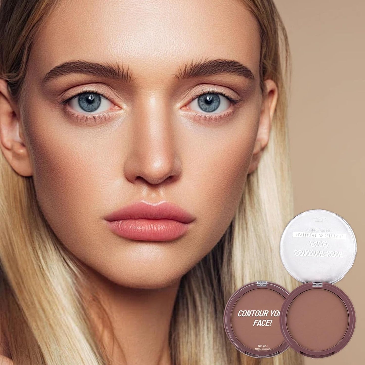Bronzer Contour Palette Powder, Natural Looking Make up Palettes, 3D Make-up Deep Reddish Brown Matte Long Lasting Sweat Resistant, Waterproof Smooth Contouring Makeup for Women