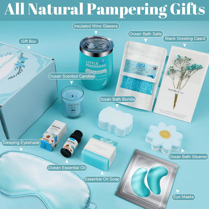 "You're Awesome" Chamomile Pamper Gift Set for Women - Luxury Spa Kit with Insulated Wine Tumbler, Relaxation Self Care Hamper for Mum, Best Friend, Sister, Birthday &amp; Get Well Soon