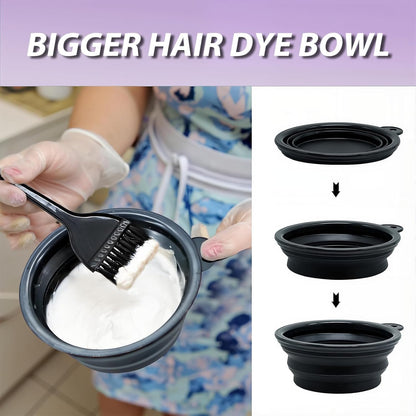 Hair Dye Brush and Bowl Set, 6pcs Hair Colour Brush and Bowl Tool, Brush Double-Sided Comb, Dye Brush, Ear Cover, Hair Colouring Tools for Home Salon Beauty