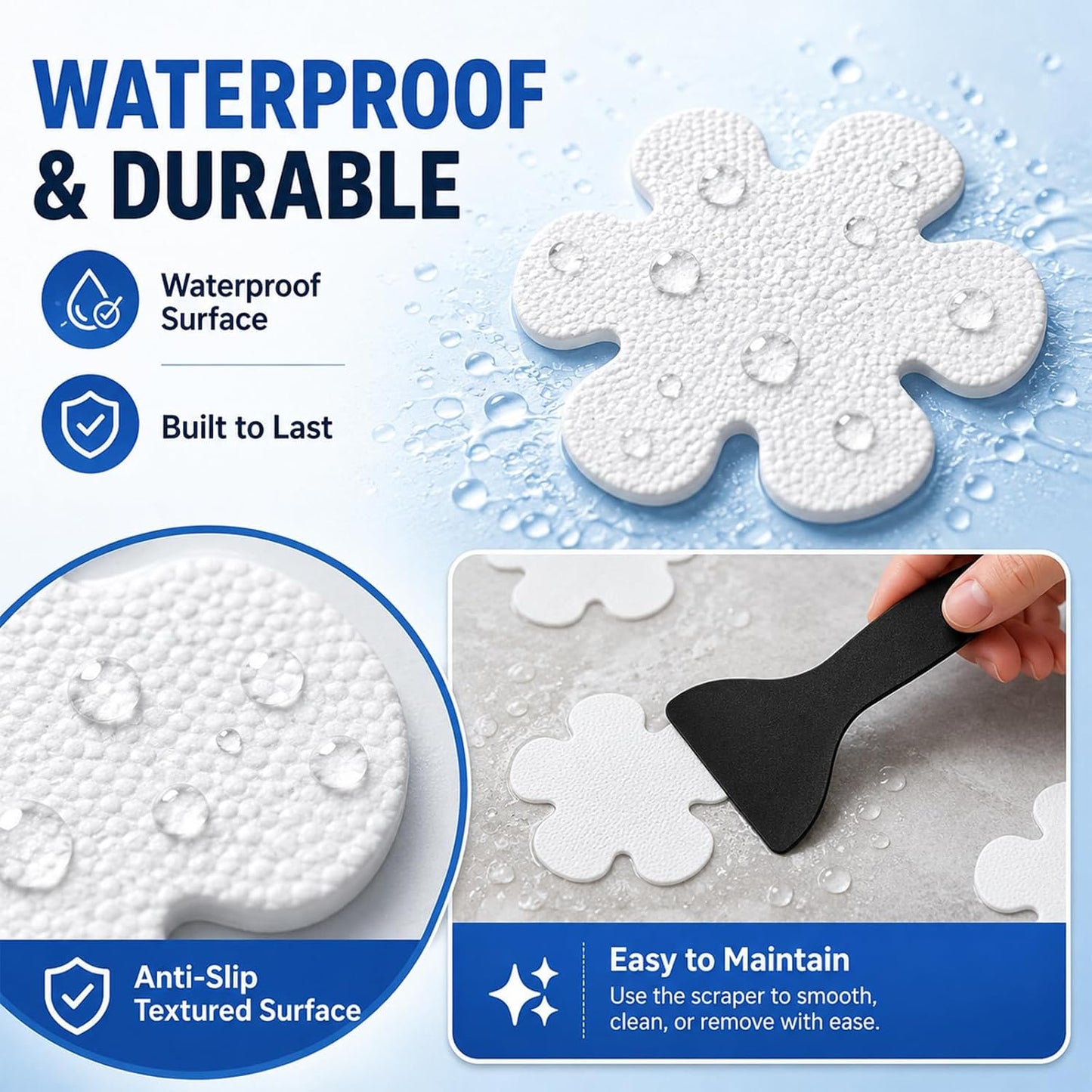 24Pcs Flower Non Slip Bath Stickers, Transparent Anti Skid Strips, Self-Adhesive Bathroom Stickers for Shower