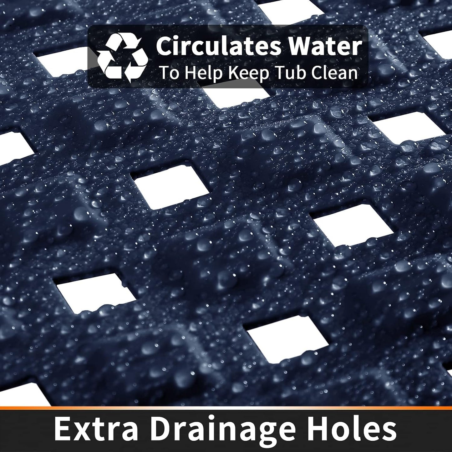 Yimobra Non Slip Bathtub Mat, Bath Mats for Tub, Shower Mat with Drain Holes Suction Cups, Machine Washable, BPA, Latex, Phthalate Free