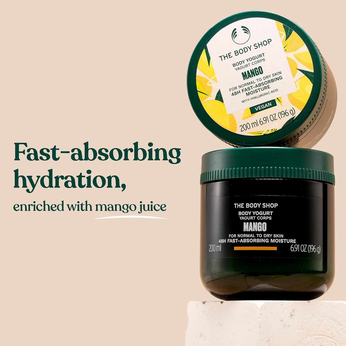The Body Shop Mango Body Yogurt (1x 200ml), Fast-Absorbing Body Moisturiser, Lightweight Gel-Cream for Normal to Dry Skin, 48H Hydration Body Lotion, Vegan Body Care