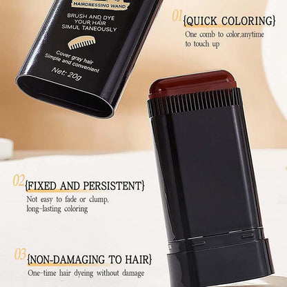 Black Hair Dye Stick for Instant Gray Coverage &amp; Root Touch Up – Waterproof Sweat-Proof Temporary Hair Color Stick, Quick Application for Men &amp; Women, Travel-Friendly Design (01Black)