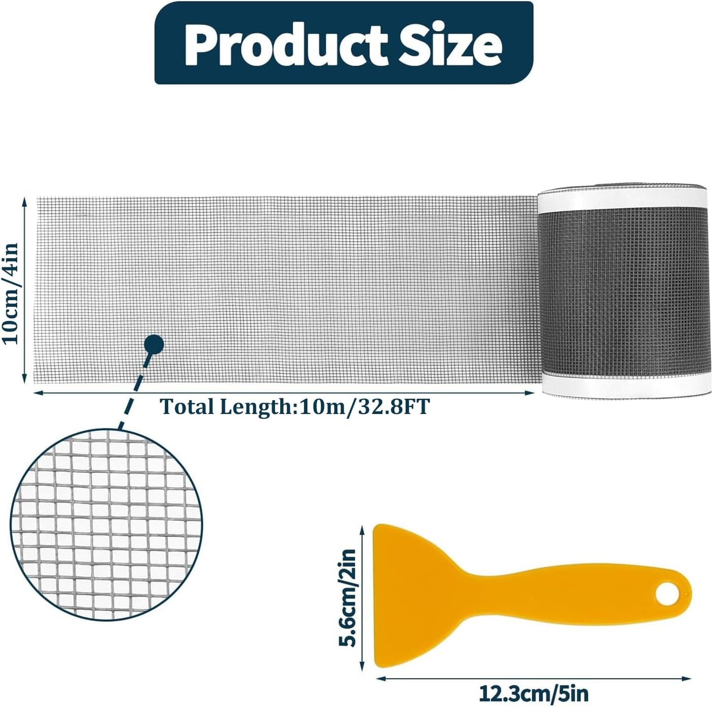 Shower Drain Hair Catcher, 10cm x 10m Self Adhesive Disposable Shower Drain Adapter, Drain Mesh Sticker Hair Sticker For Shower, with Plastic Spatula, for Bathroom, Kitchen Drain Protectors (10cm*10m)