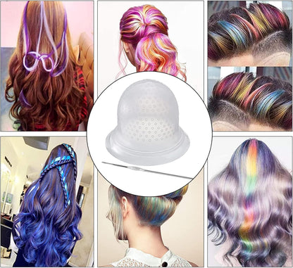 Highlighting Cap, Highlight Cap and Hook Kit, Hair Highlighting Kit, for Color Hair Salon Hairdressing Dyeing Staining Tools for Women Men(White)