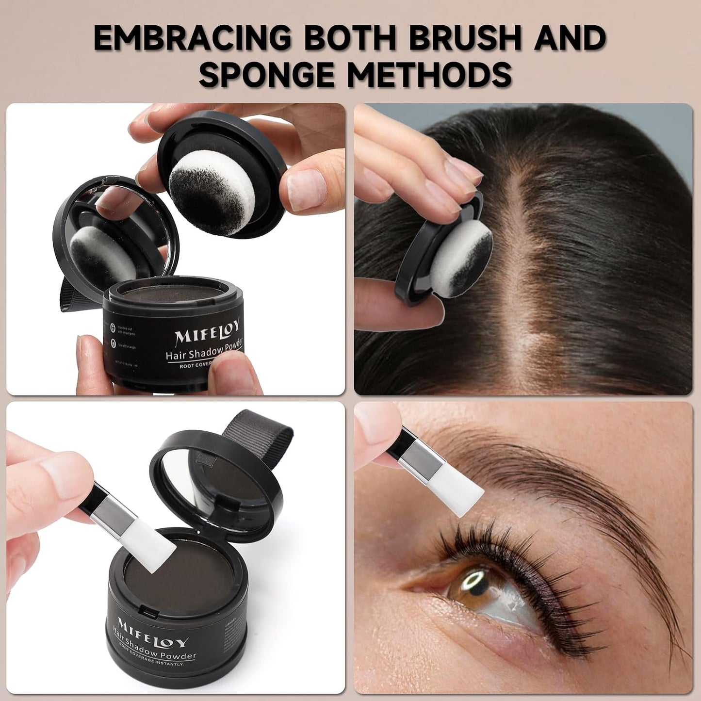 2 Set Root Cover Up Powder, Medium Brown, Touch Up Hair Color for Grey, Coverage Powder for Thinning Grays Hairline, Concealer for Beard Line Eyebrow, Instantly Conceals Hair Loss