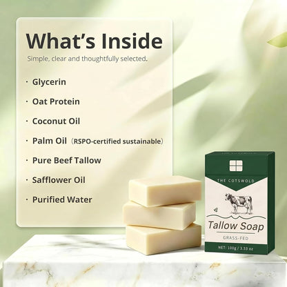Tallow Soap 3 x 100G Multipack – Natural Soap for Skin, Body, Hair &amp; Shaving – Nourishing, Moisturising &amp; Natural – 100% Toxin-Free