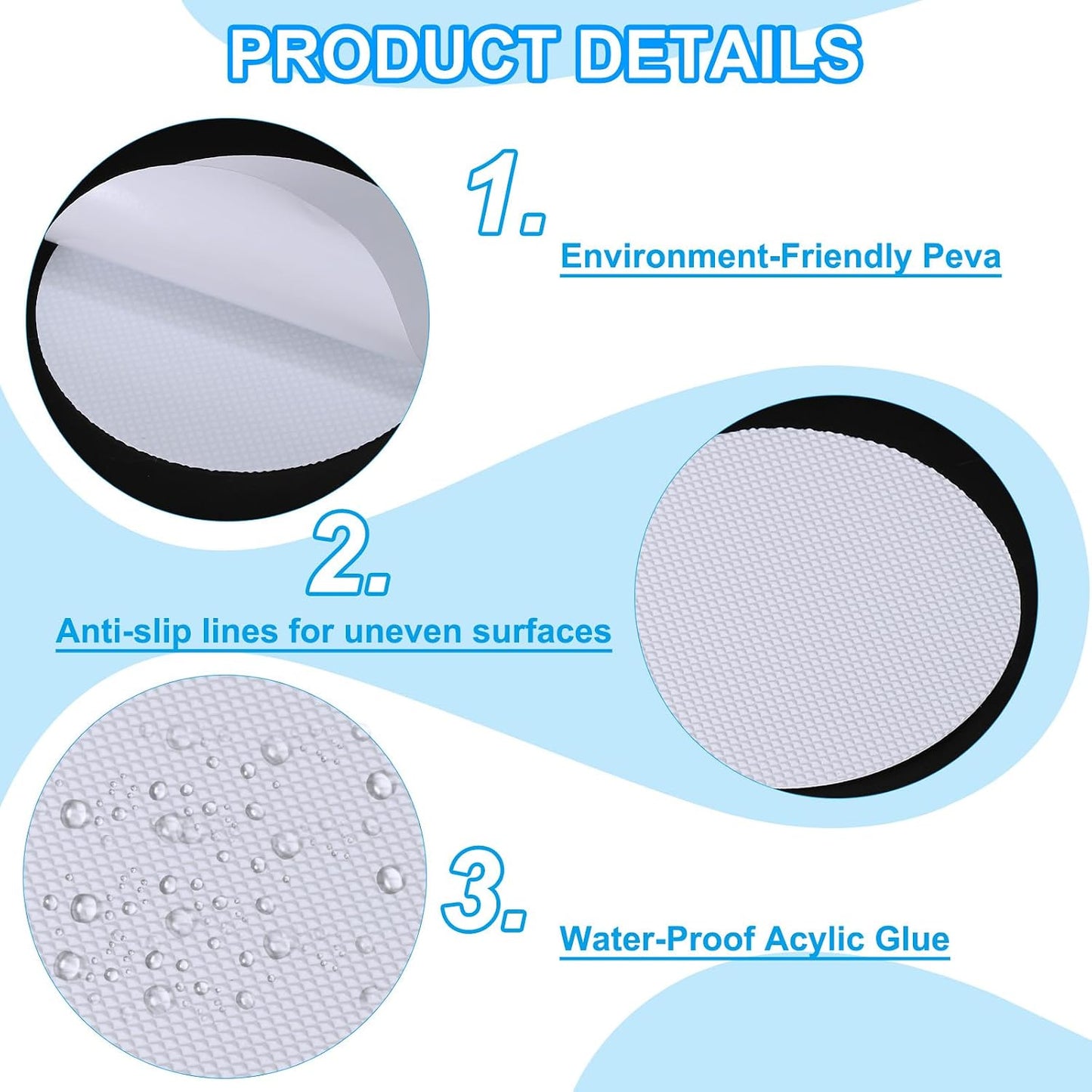PATIKIL Bathtub Non Slip Stickers, 12 Pack Safety Shower Floor Anti Slip Stickers with Adhesive Decals Scraper for Bath Tub Shower Floor Stair, White