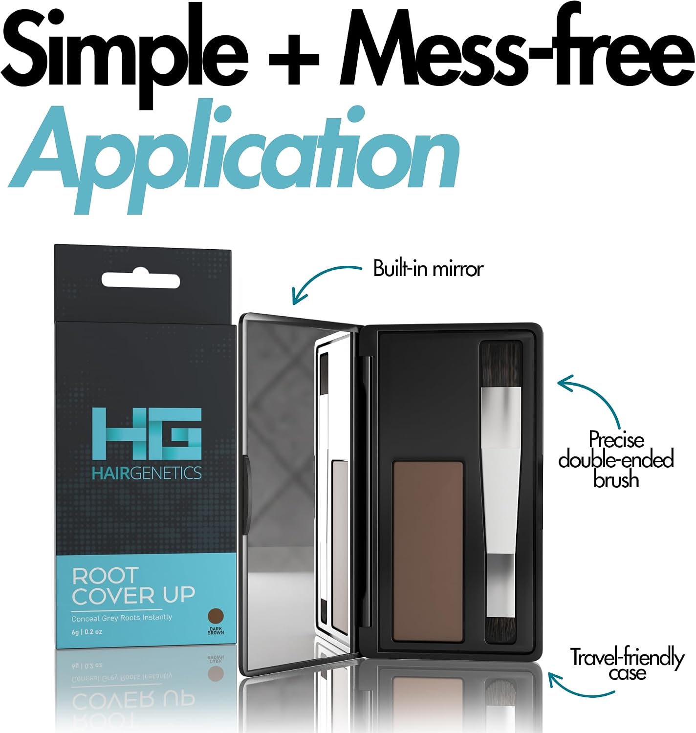 Hair Genetics Root Cover Up Dark Brown, Hide Your Grey Roots and Bald Spots Quickly and Easily, Natural Looking Root Touch Up Powder Defines and Fills in Eyebrows (Dark Brown)…