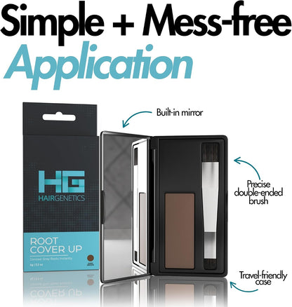 Hair Genetics Root Cover Up Dark Brown, Hide Your Grey Roots and Bald Spots Quickly and Easily, Natural Looking Root Touch Up Powder Defines and Fills in Eyebrows (Dark Brown)…
