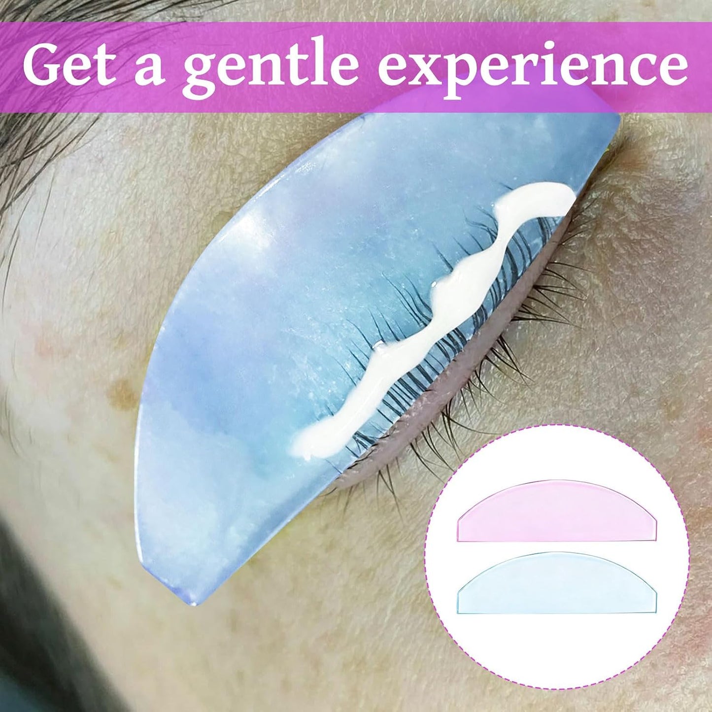 Korean Lash Lift Shields Flat, 4pcs Lashes Lifts Pads, Glueless Lash Lift Shields for Softening Lashes, Ultra-Thin Adhesive Design, Reusable(Light Pink and Blue)