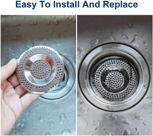 (Set of 6 Pcs) 3 Sizes Kitchen Sink Strainer Hair Catcher for Shower Drain Cover Sink Plug Strainer for Drainer Protector Blocker Filter Bath Plug Hole Cover Sink Sieve Strainer Metal