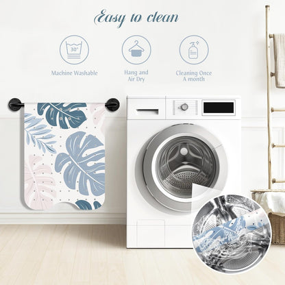SHUCHING Boho Leaves Bath Mat Non Slip Anti Mould, 100 X 40 cm Extra Long Bathtub Mat Anti Slip, Green Shower Mat Non Slip Anti Mould for Bathroom Machine Washable