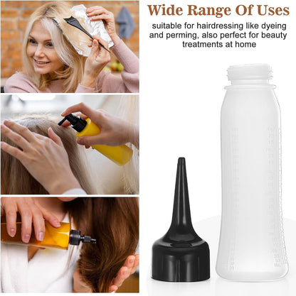 Operitacx 3pcs 250ml Hair Oil Applicator Bottle, Empty Hair Dye Squeeze Bottle with Nozzle, Refillable Scalp Oil Applicator for Root Comb Salon, Size L