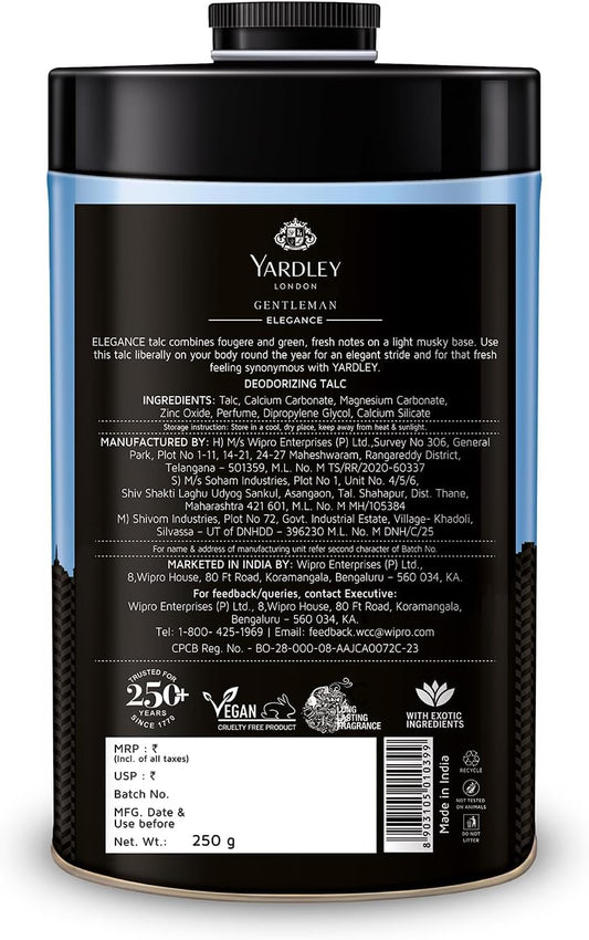 Yardley London - Elegance Deodorizing Talc for Men, 250g