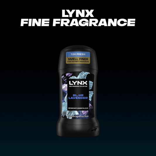 Lynx Fine Fragrance Collection Blue Lavender Premium Deodorant Stick Men's Deodorant with a lavender, mint &amp; amber fragrance for 72 hour odour protection 50 ml