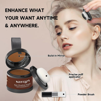 2 Set Root Cover Up Powder, Medium Brown, Touch Up Hair Color for Grey, Coverage Powder for Thinning Grays Hairline, Concealer for Beard Line Eyebrow, Instantly Conceals Hair Loss