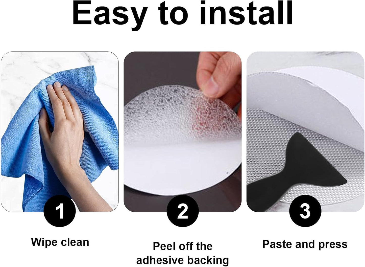 BetterJonny Anti Slip Bathtub Strips, 36 PCS Transparent Adhesive Shower Sticker for Bathtub Non-Slip Strip Stickers Anti Skid Tape Flooring Safety Tape Mat with Scraper for Bath Shower