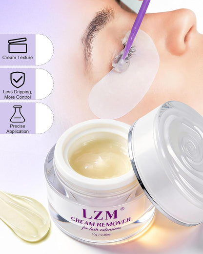 LZM Eyelash Extension Remover 10G Rapidly and Thoroughly Dissolves Eyelash Extensions Glue Gentle Formula Lash Extension Remover for Salon Use