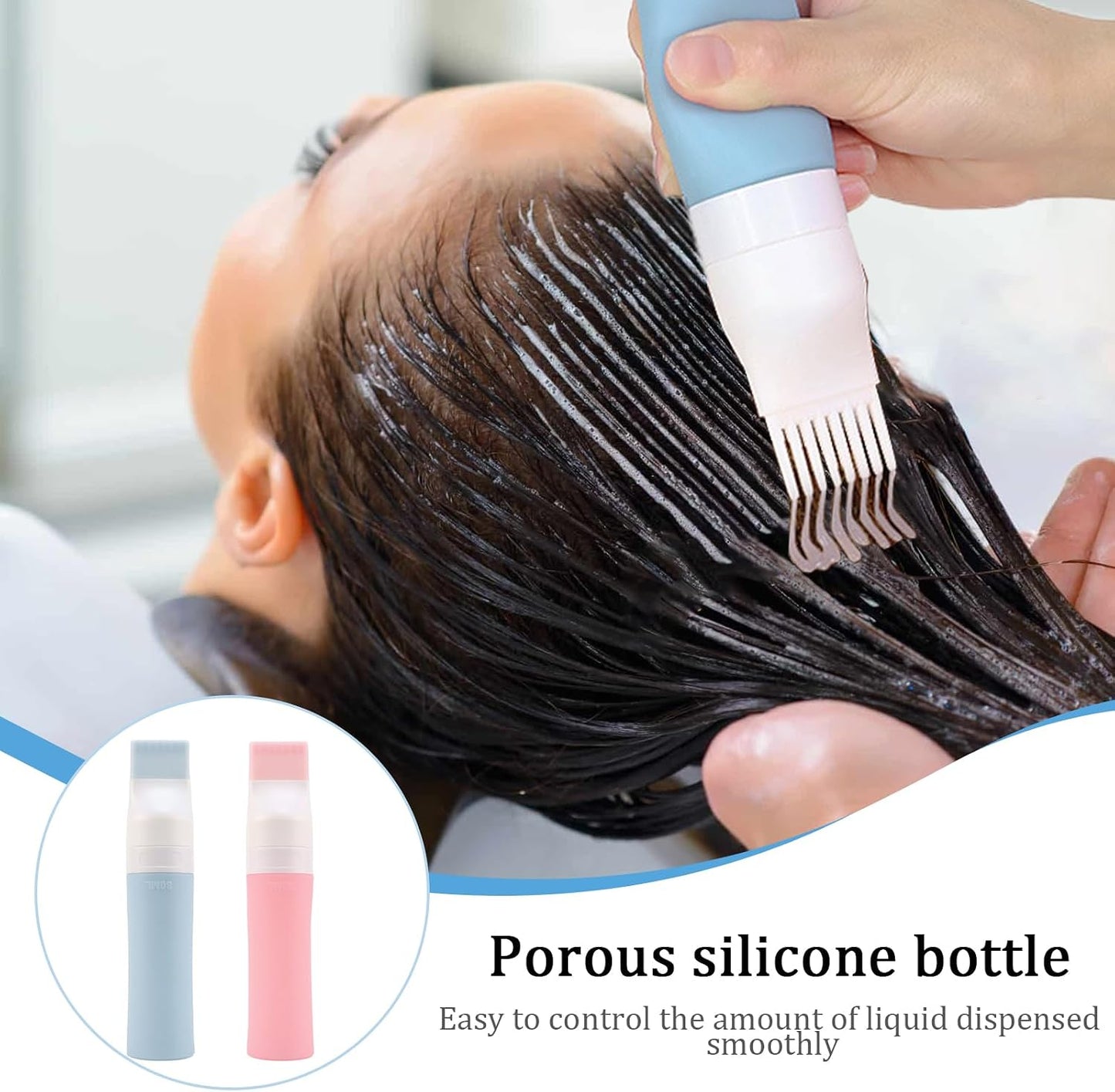 80ml Hair Oil Applicator Bottle, Root Comb Applicator Bottle Hair Dyeing Brush Oil Comb Hair Dying Tools for Dyeing Shampoo Tools, 2 Pack