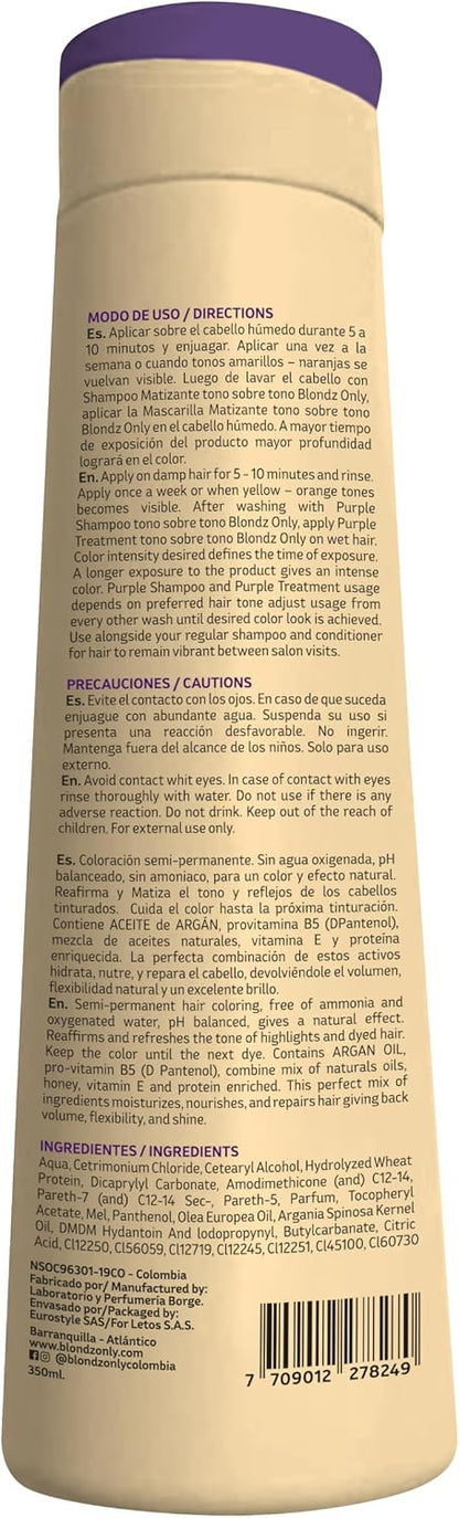 Hair Purple Toning Mask | Eliminates Brassiness | Neutralizes Yellow &amp; Orange Tones | Rubio Marfil Blonde Pearl with Argan Oil Perfect Blonde (Beige) 11.8 Fluid Ounce (350 ml)