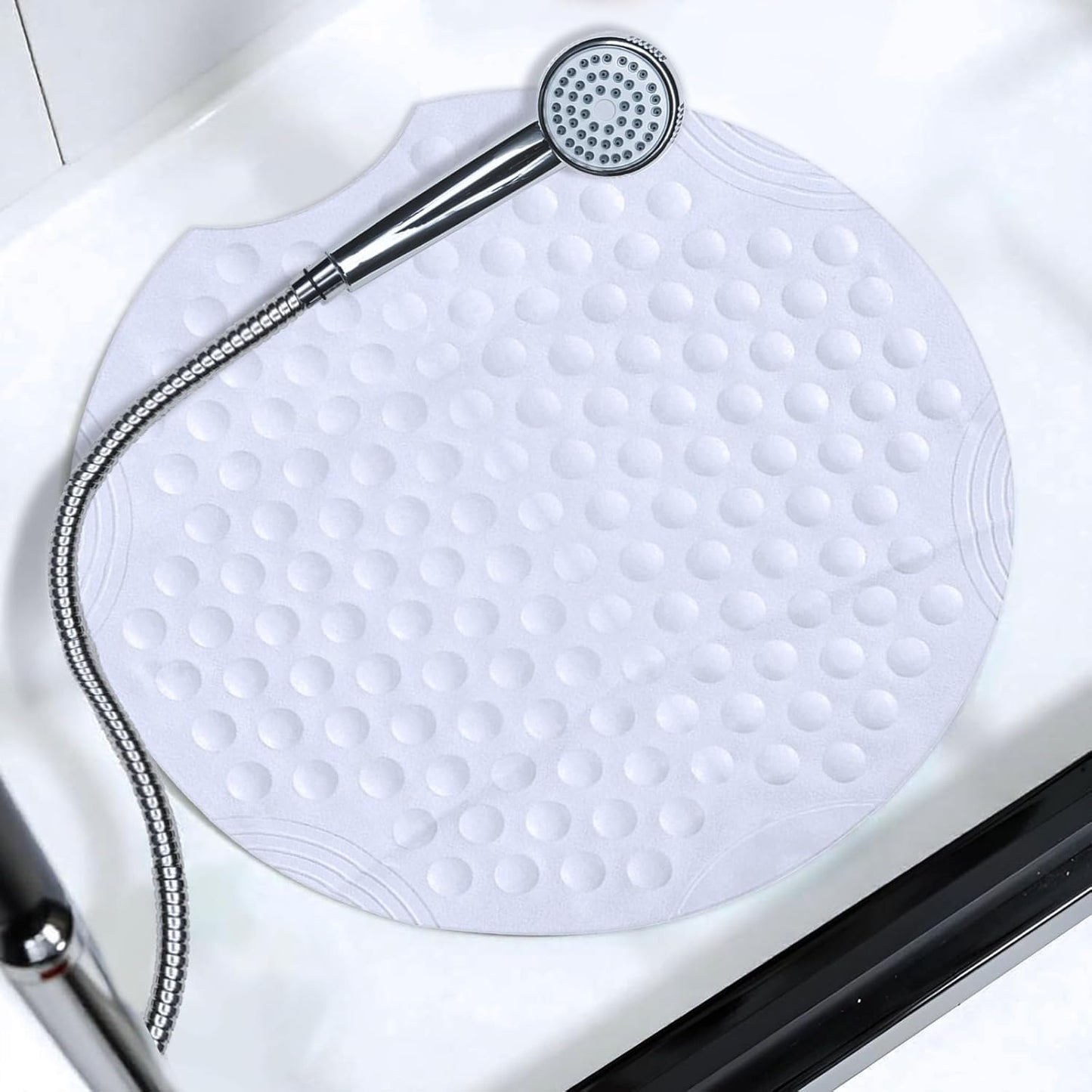 AQUALONA® Premium Shower Mat, Anti-Mould Non-Slip – Extra Soft TPE, Machine Washable – BPA, Latex, Phthalate Free (Bubbles White)