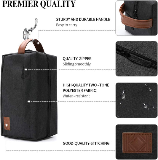 KK Water - Resistant Hanging Toiletry Travel Bag – Spacious Black Gym, Shaving, Make Up Bag for Men &amp; Women