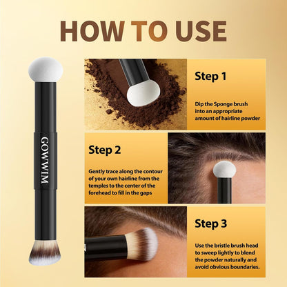 Gowwim 10g Root Touch up Powder with Brush, Gray Hair Cover up Hairline Powder for Women &amp; Men Sweatproof Root Cover up Long-Lasting for Thinning &amp; Loss Hair Black