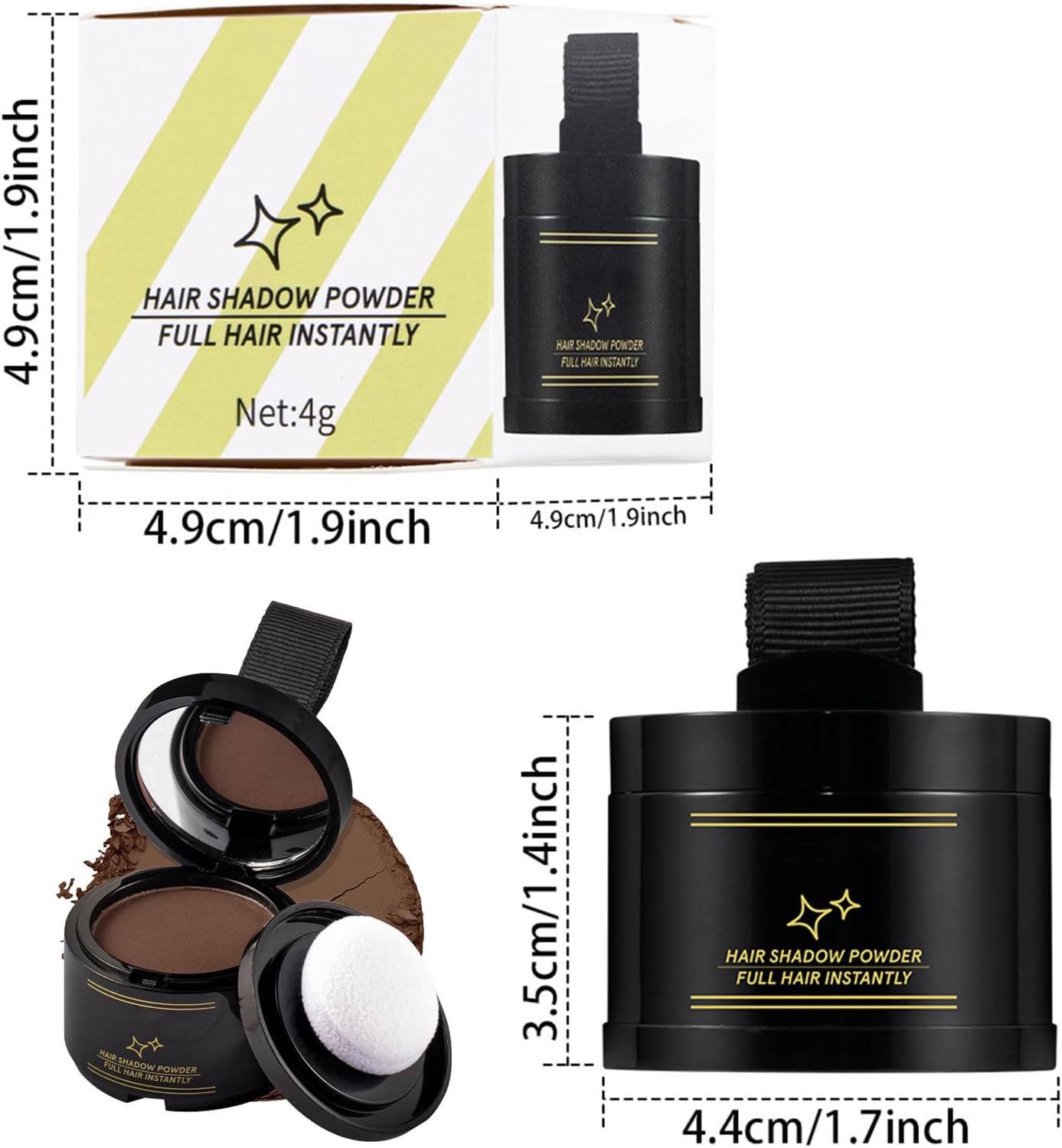 Root Powder - Hairline Powder | Hairline Concealer | Root Hair Color | Temporary Hair Color | Hairline and Beard Filler for Quick Touch Ups