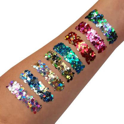 Mystic Chunky Face &amp; Body Glitter Gel by Moon Glitter - Fairytale - Cosmetic Festival Glitter Face Paint for Face, Body, Hair, Nails - 12ml