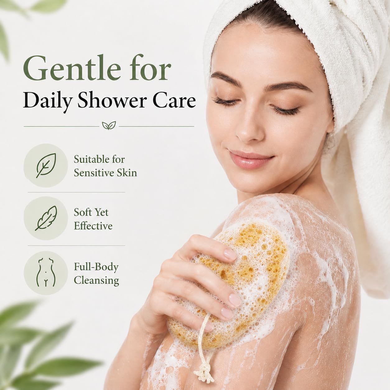 Body Bath Sponges for Adults - 2Pcs Large Shower Sponge for Women Men - Soft Honeycomb Natural Sponge - Exfoliating Deep Cleaning Bathroom Bathing Body Sponges for Sensitive Skin